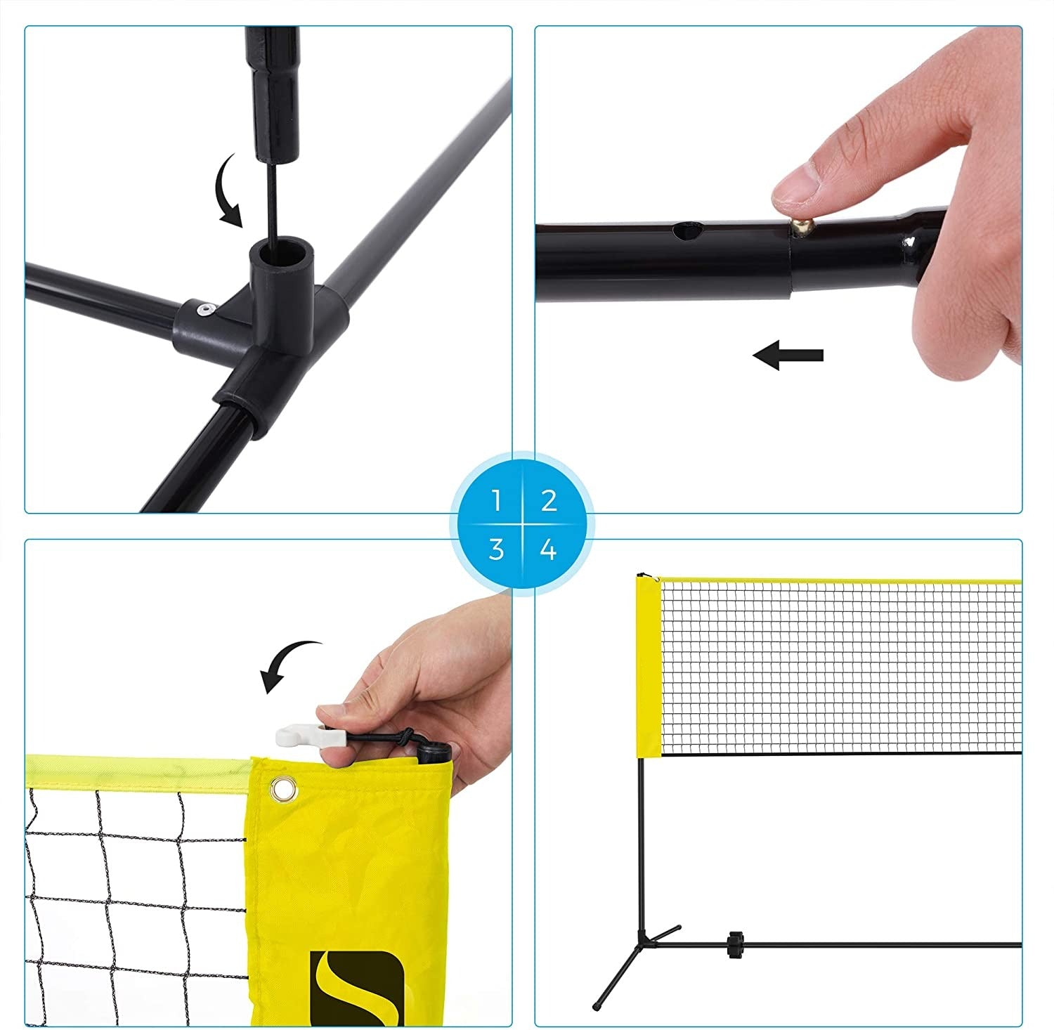 Badminton Net Set, Portable Sports Set for Badminton, Tennis, Kids Volleyball, Pickleball