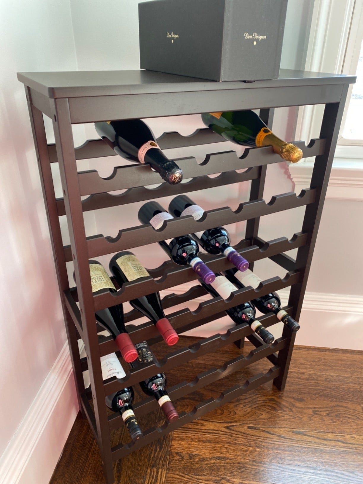 Wine Rack, 42-Bottle Rack , 7-Tier Display with Table Top, Bamboo, Bottle Holder