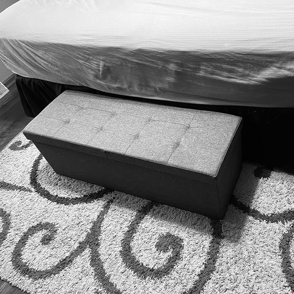 Folding Ottoman, Storage Bench with Flip-up Lid, 21.1 Gal Capacity, Padded Seat, 29.9 x 15 x 15 Inches