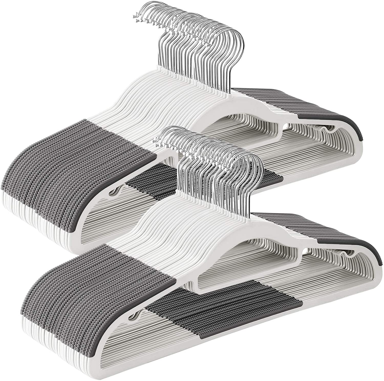 Pack of 50 Coat Hangers, Heavy Duty Plastic Hangers with Non-Slip Design, Space-Saving Clothes Hangers