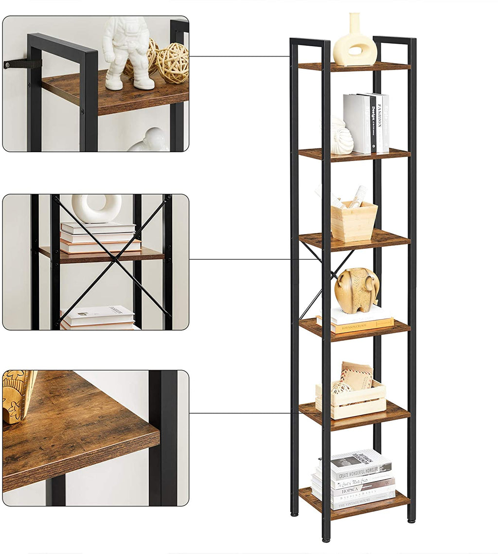 6-Tier Bookshelf, Bookcase, Storage Shelving Unit with 6 Shelves