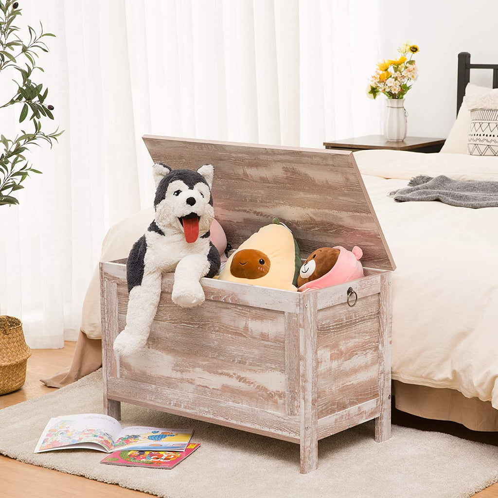 Storage Chest Sturdy Entryway Storage Bench, Wood Look Accent Furniture, Easy Assembly Oak White
