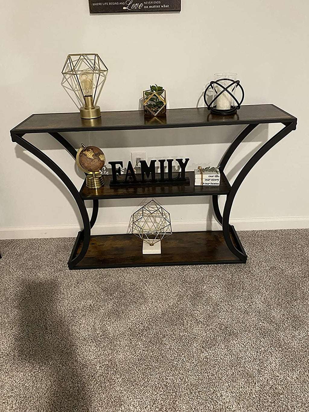 Console Table, Sofa Table, Entryway Table with Curved Frames