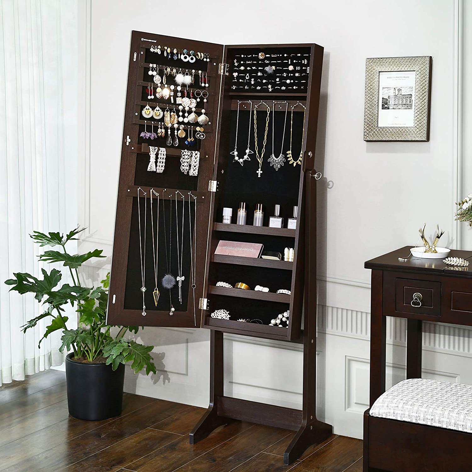 Jewelry Cabinet with Full-Length Mirror