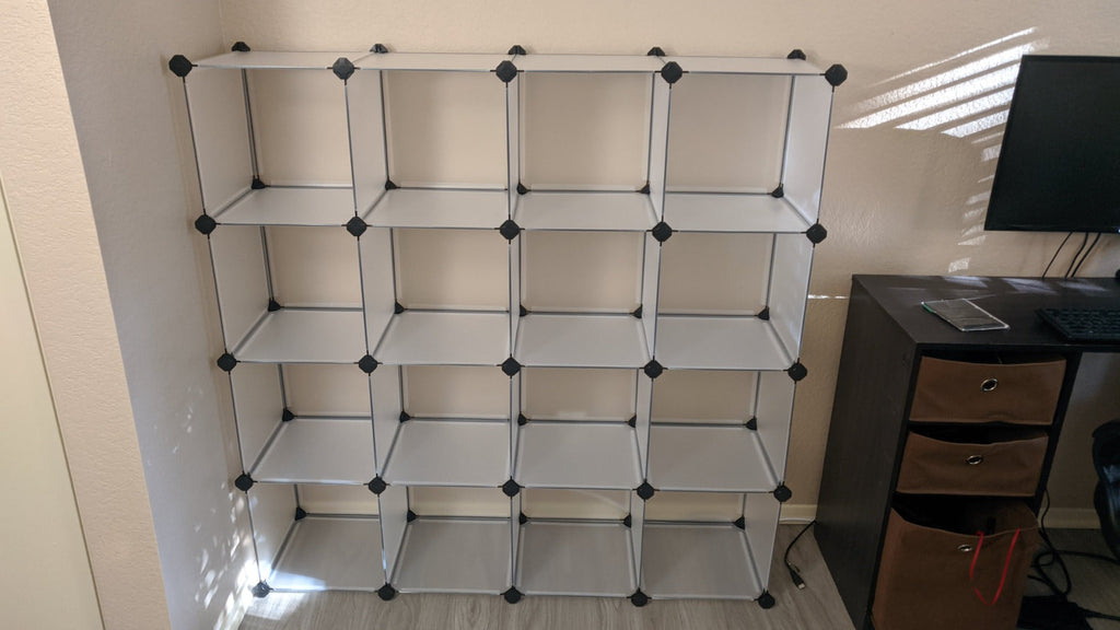 Cube Storage Organizer, 16-Cube Book Shelf, DIY Plastic Closet Cabinet