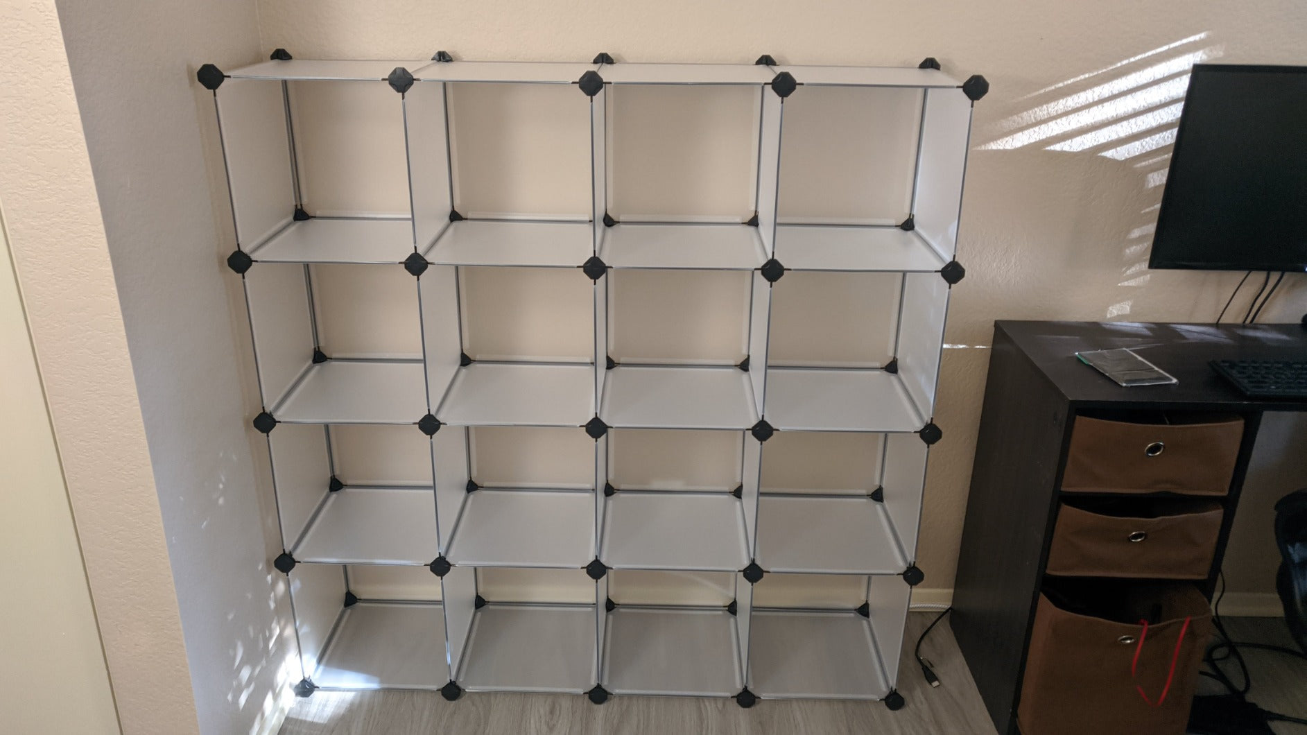 Cube Storage Organizer, 16-Cube Book Shelf, DIY Plastic Closet Cabinet