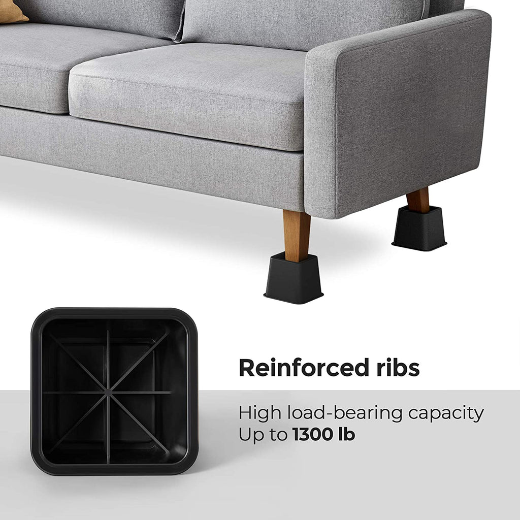 Bed Risers, 4-Pack Furniture Risers, Heavy Duty Bed Lifts in Heights of 3, 5 or 8 Inches