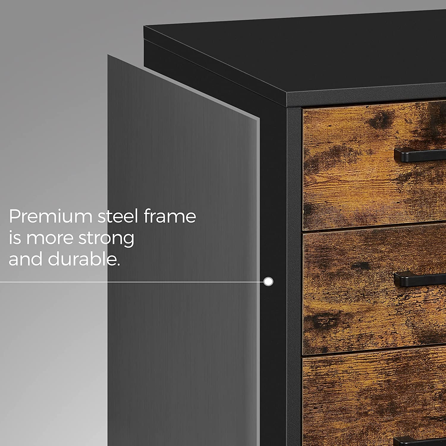 Mobile File Cabinet, Office Filing Cabinet with Wheels and Lock for A4
