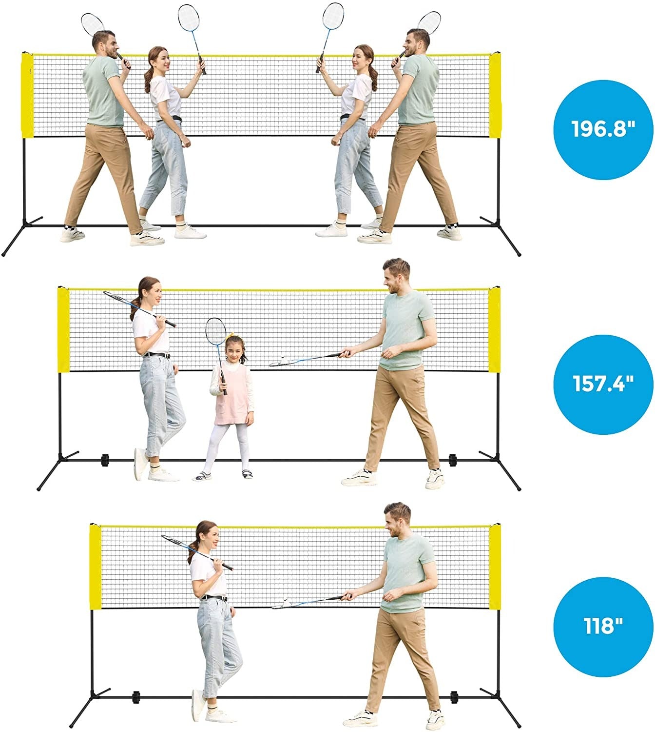 Badminton Net Set, Portable Sports Set for Badminton, Tennis, Kids Volleyball, Pickleball