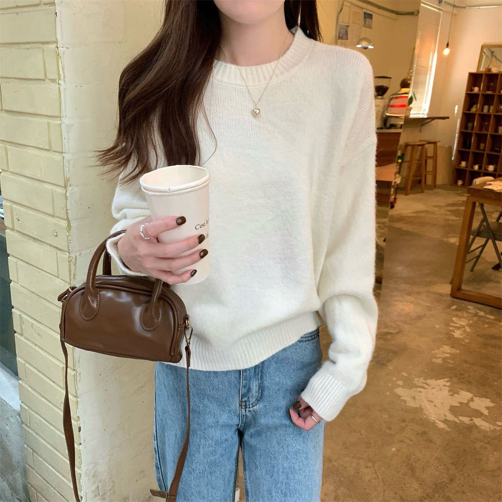 Korean Style Soft Glutinous Loose Candy Color Sweater
