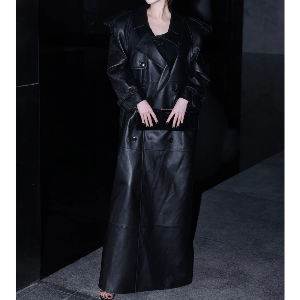 Autumn And Winter New Sheepskin Fried Street Handsome Trench Coat