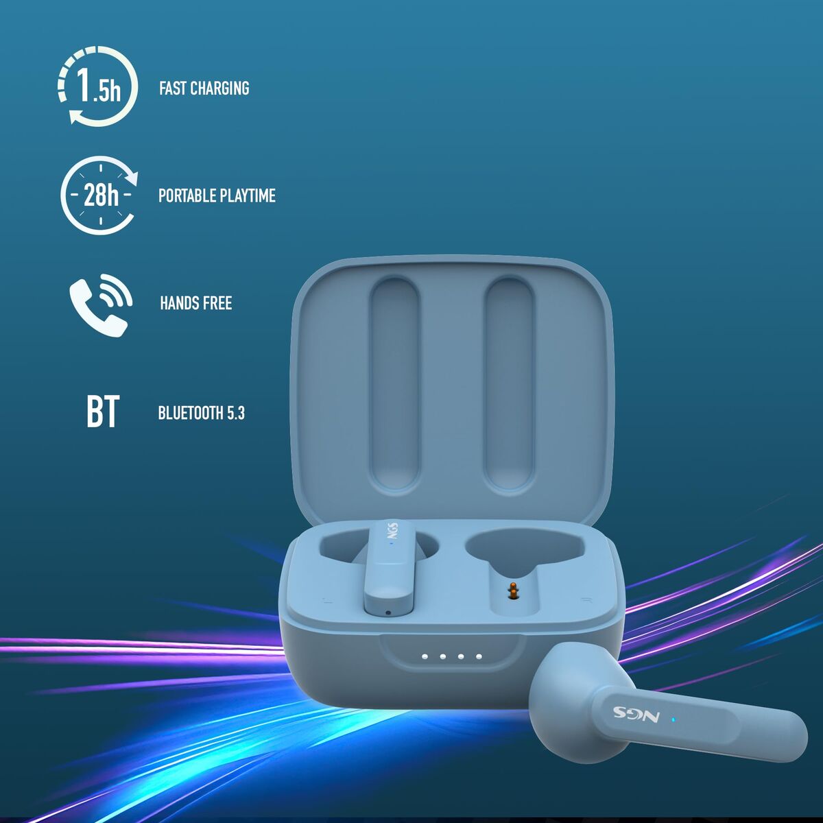 Headphone with Microphone NGS ARTICAMOVERAIN Blue Light Blue