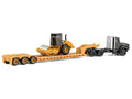 Kenworth T880 Tractor Black with Lowboy Trailer and CAT Roller Yellow 1/87 (HO) Diecast Model by Diecast Masters
