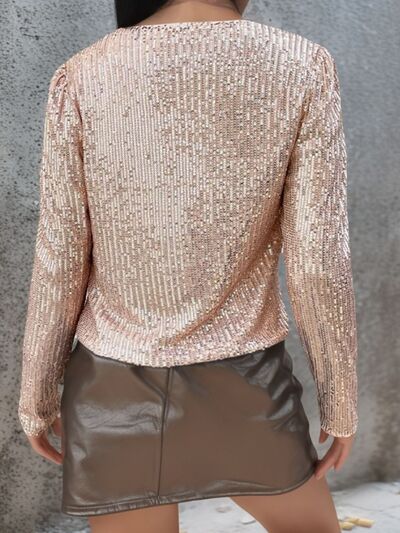 Elegant Women Full-Size Sequin Open Front Cropped Jacket With Glamorous Sparkle Luxury Women Party Jacket