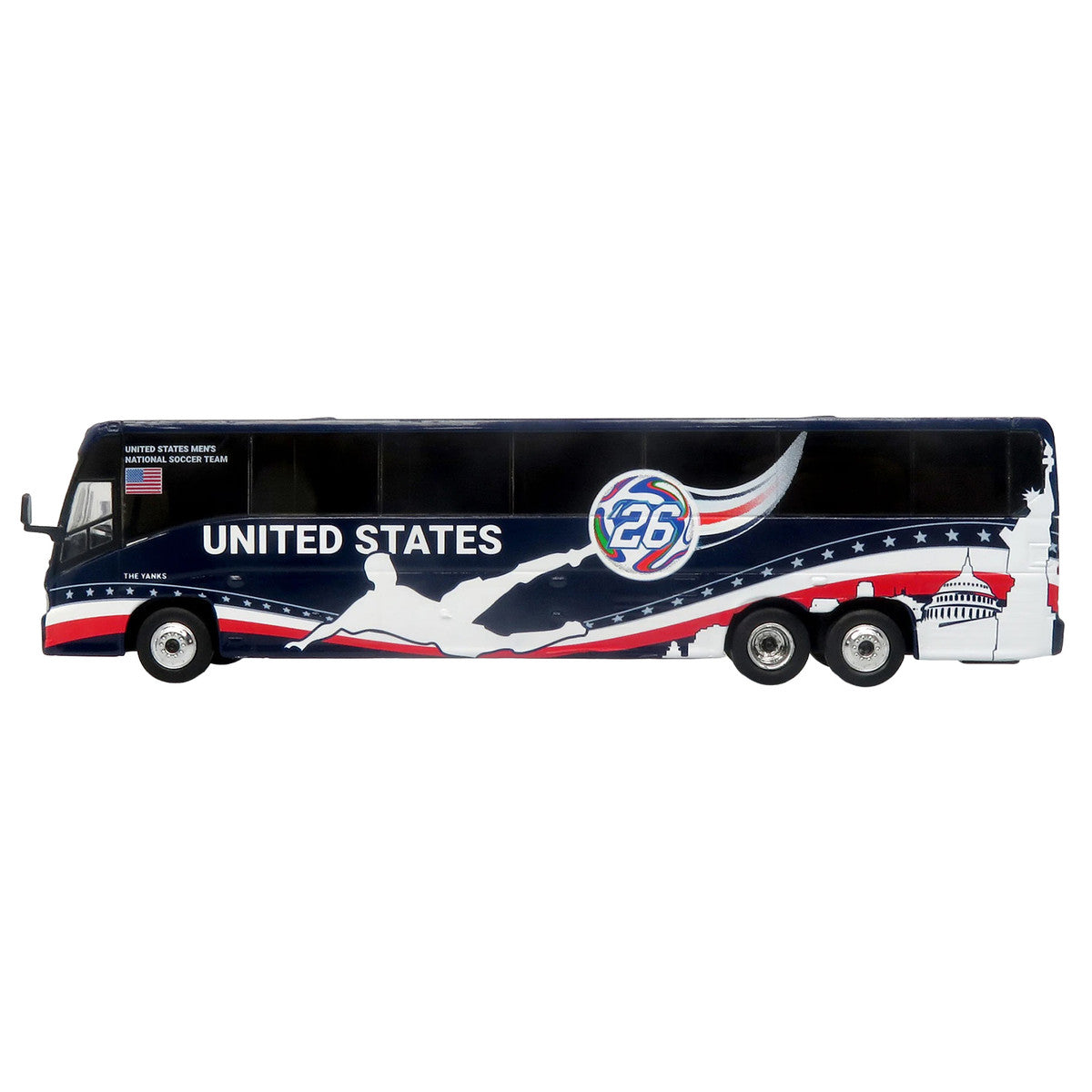 MCI J4500 Coach Bus "United States National Soccer Team" Dark Blue with Graphics "International Federation of the Global Game" Series Limited Edition to 504 pieces Worldwide 1/87 (HO) Diecast Model by Iconic Replicas