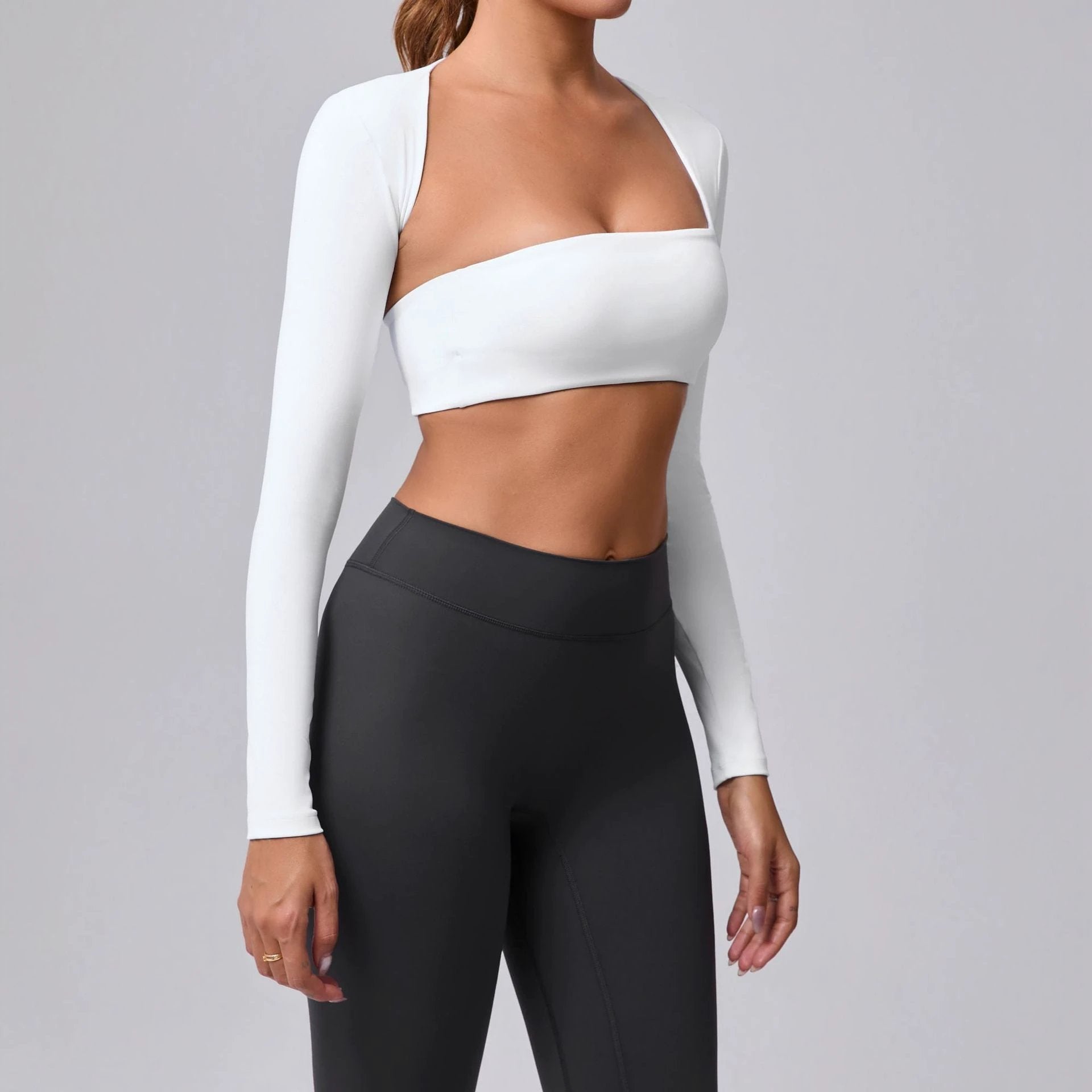 Autumn Sand Brushed Shawl Long Sleeve Yoga Wear