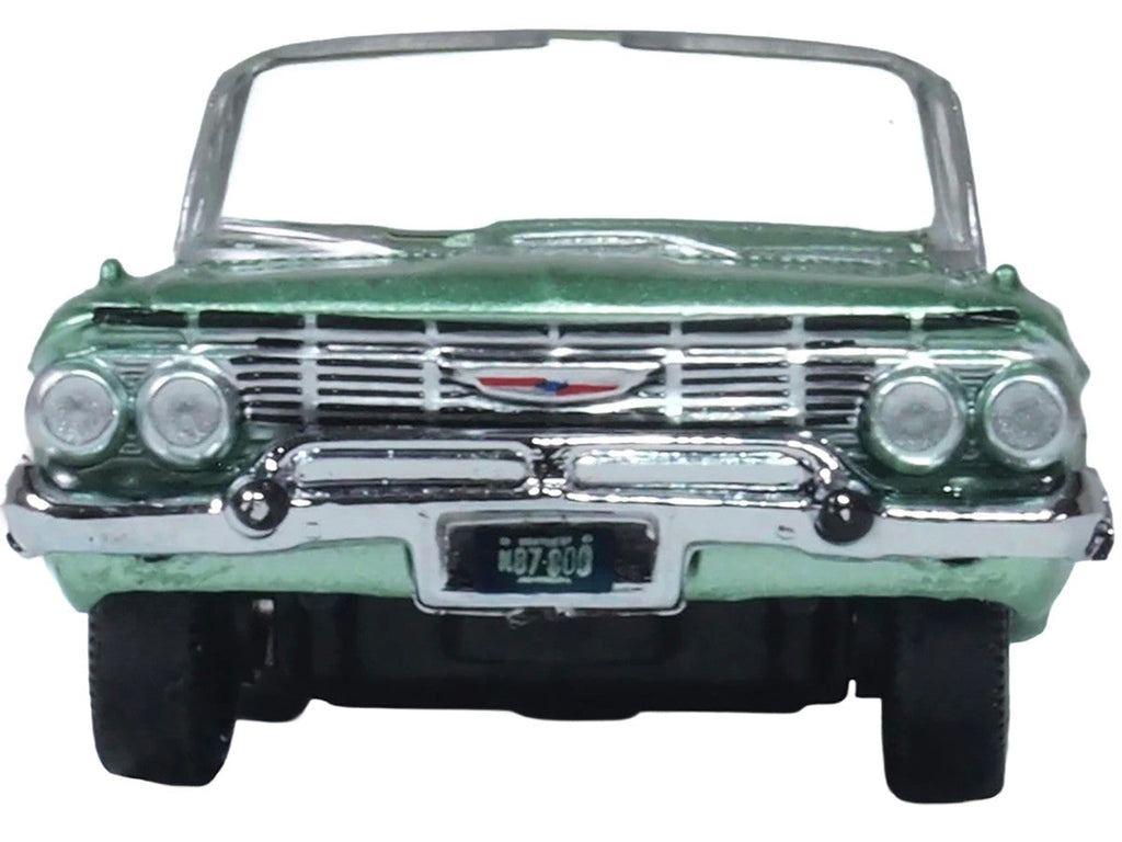 1961 Chevrolet Impala Convertible Arbor Green Metallic with Green Interior 1/87 (HO) Scale Diecast Model Car by Oxford Diecast