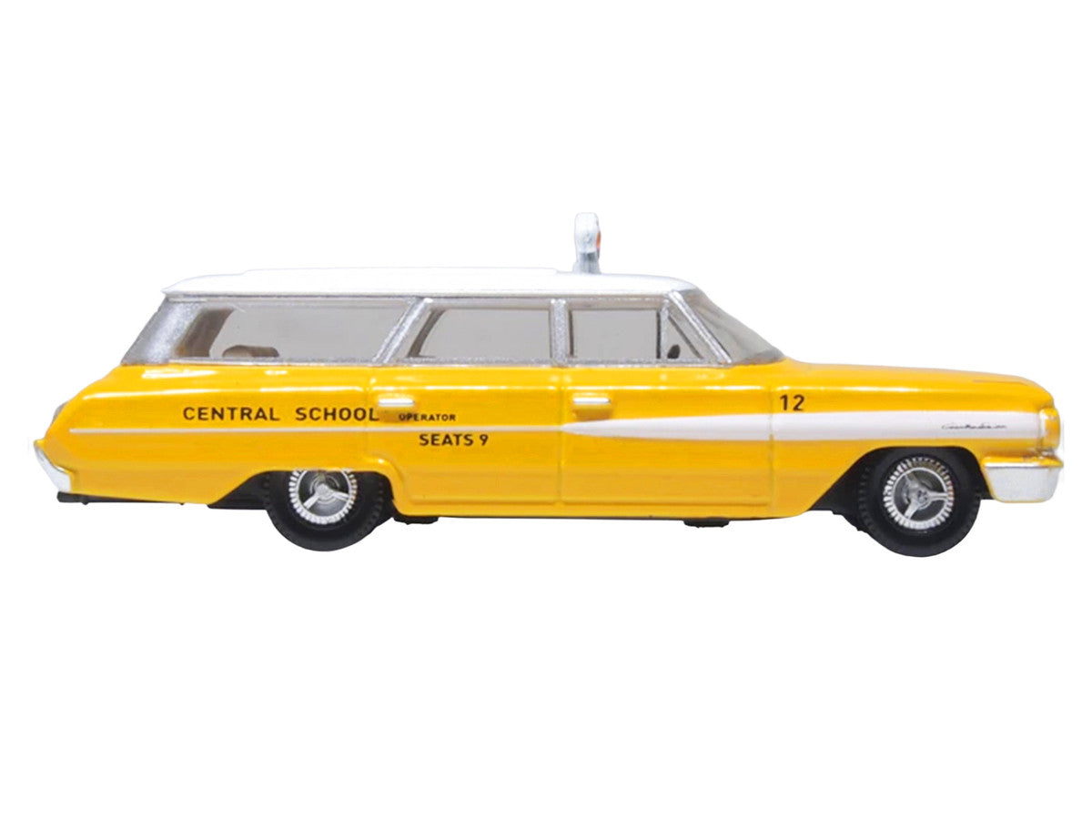 1964 Ford Country Station Wagon "Central School Bus" Yellow with White Top 1/87 (HO) Scale Diecast Model Car by Oxford Diecast