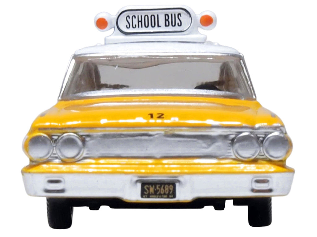 1964 Ford Country Station Wagon "Central School Bus" Yellow with White Top 1/87 (HO) Scale Diecast Model Car by Oxford Diecast