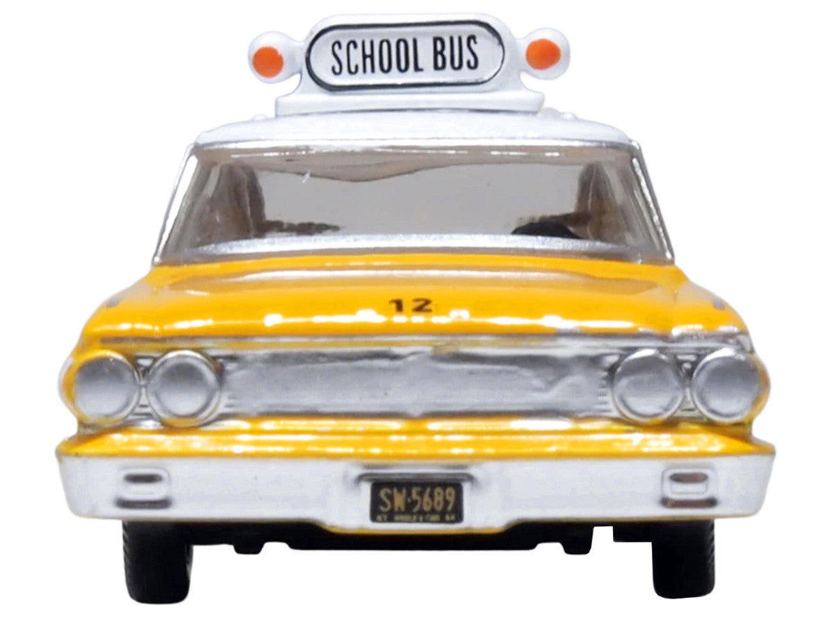 1964 Ford Country Station Wagon "Central School Bus" Yellow with White Top 1/87 (HO) Scale Diecast Model Car by Oxford Diecast