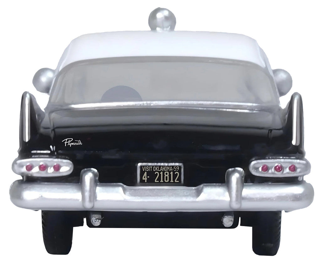 1959 Plymouth Savoy Black and White "Oklahoma Highway Patrol" 1/87 (HO) Scale Diecast Model Car by Oxford Diecast