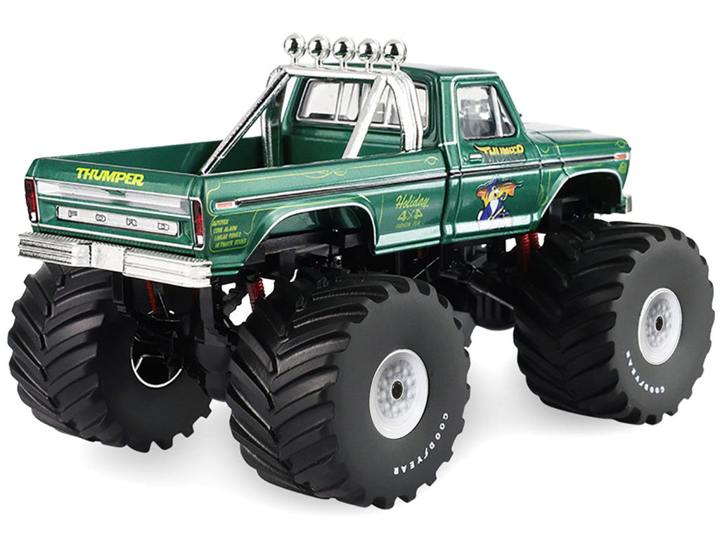 1975 Ford F-250 Monster Truck with 66-Inch Tires "Thumper" Green Metallic "Kings of Crunch" Series 1/43 Diecast Model Car by Greenlight