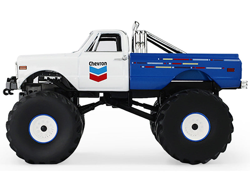 1972 Chevrolet K-10 Monster Truck "Chevron 150th Anniversary" White and Blue Metallic "Kings of Crunch" Series 1/43 Diecast Model Car by Greenlight