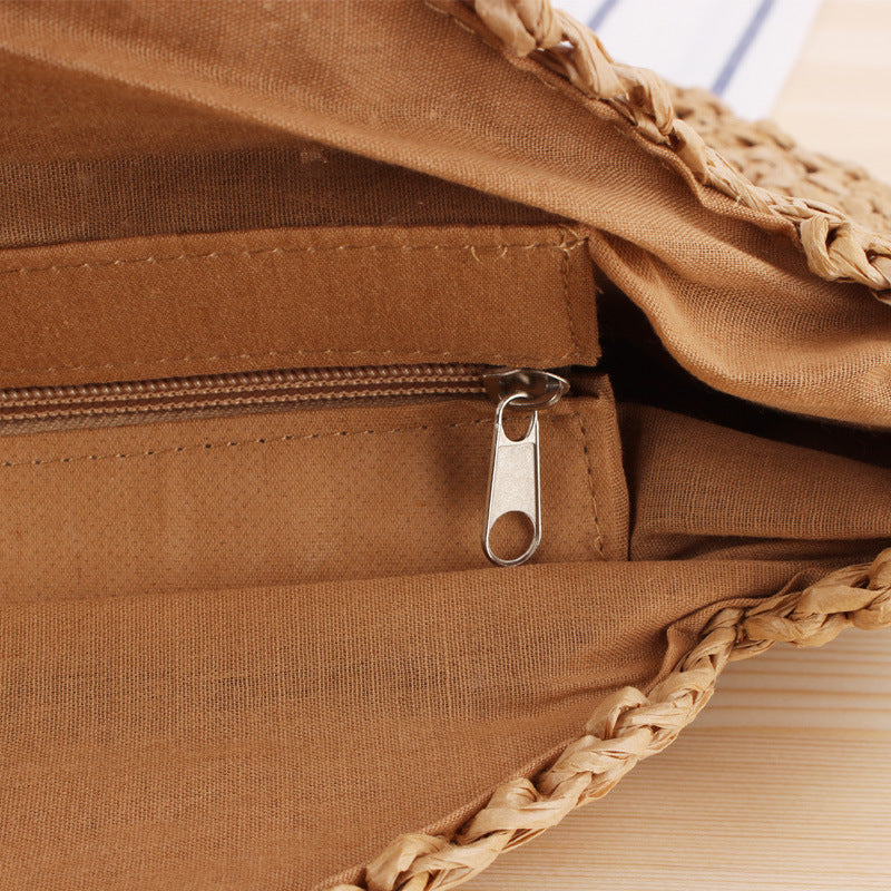 Simple round One Shoulder Straw Bag Woven Bag Beach Bag Women Bag Straw Bag