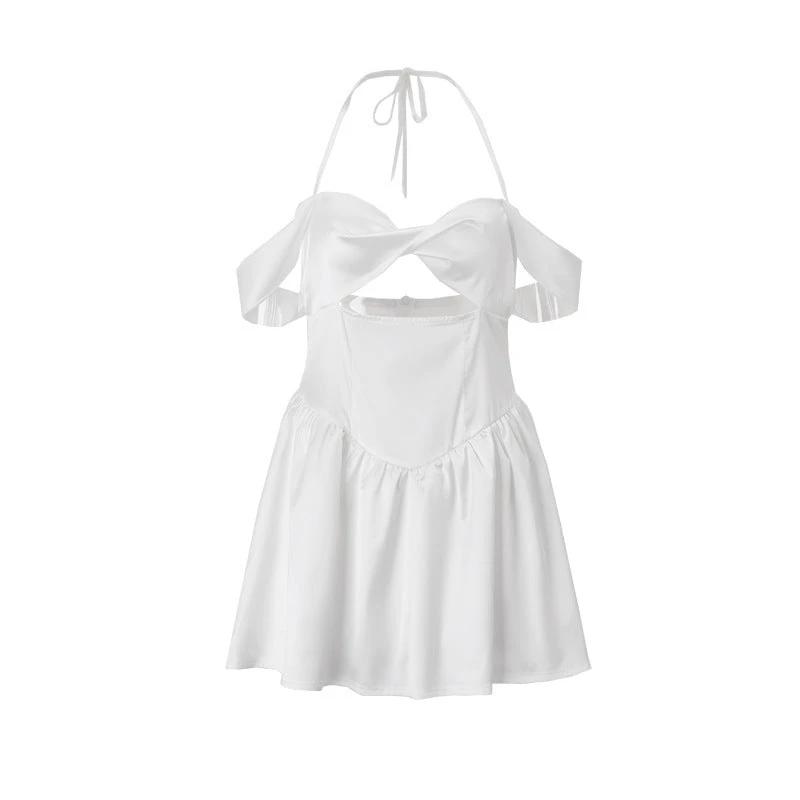 Women's Waist Slimming American Style Trend Solid Color Dress