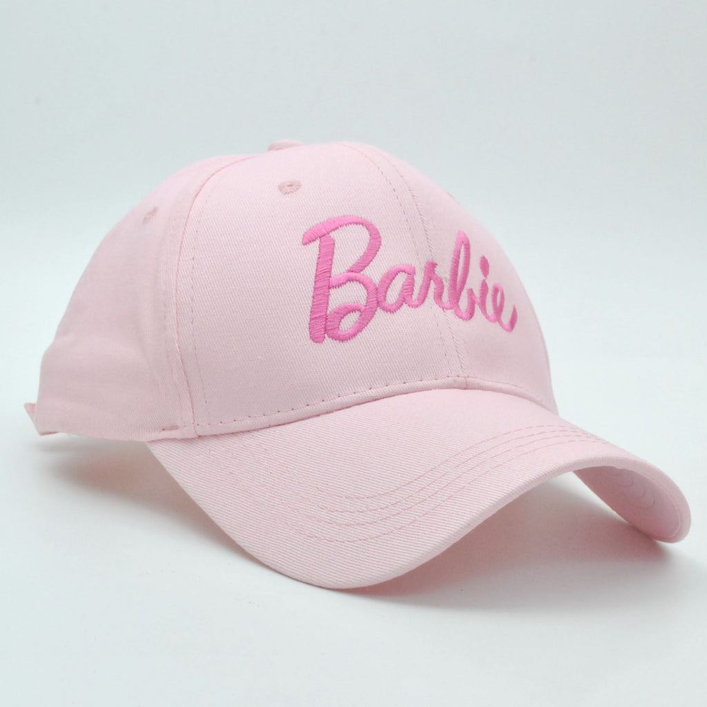 Cross-border new Barbie Barbie pink hard top baseball cap ins Korean version of cute embroidery curved eaves cap wholesale