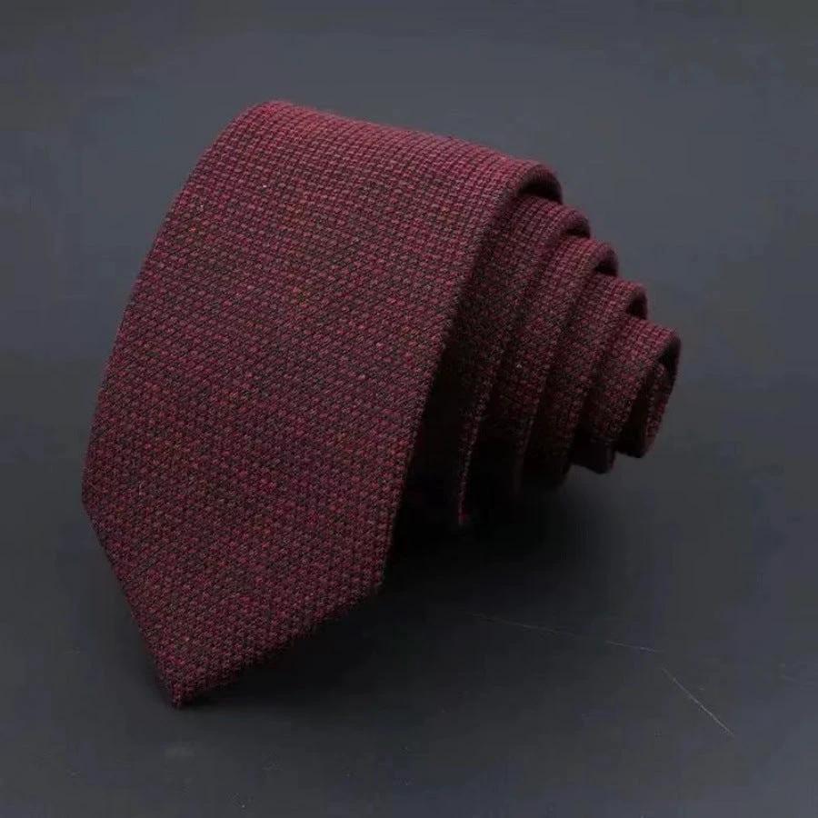 Men's Thickened Sanded Fabric Striped Solid Color Cotton Tie