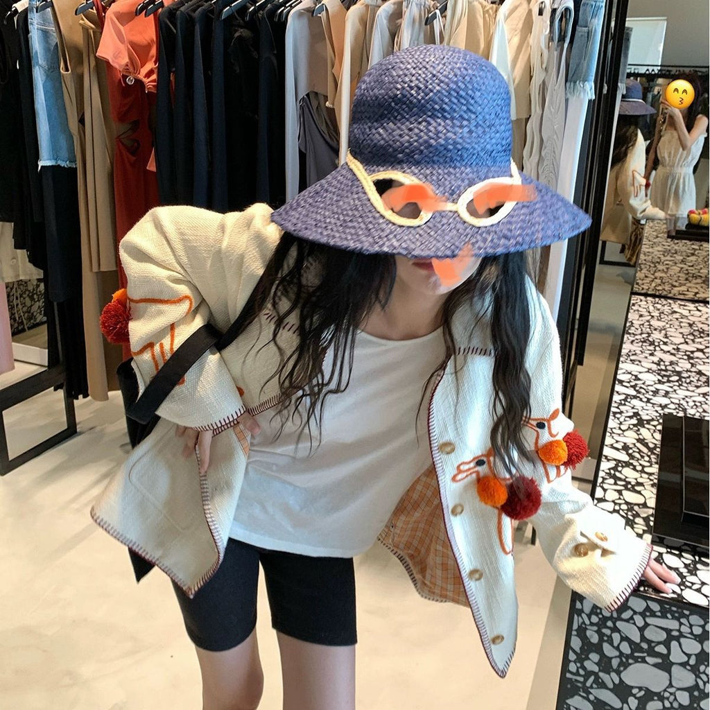 Embroidery Heavy Work Hemp Jacket Jacket