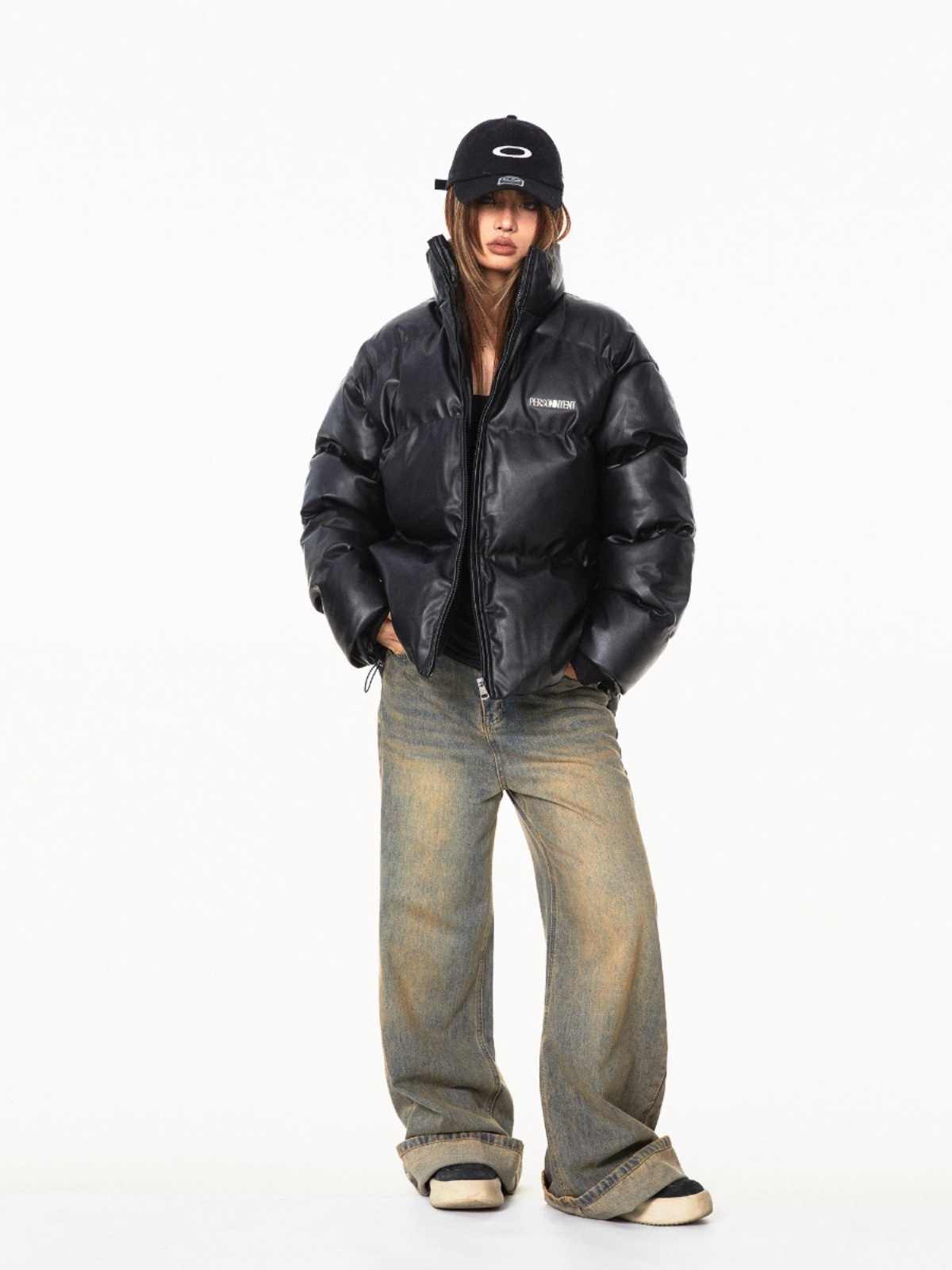 Retro Metal Label Stand Collar Simple All-match Light Coat