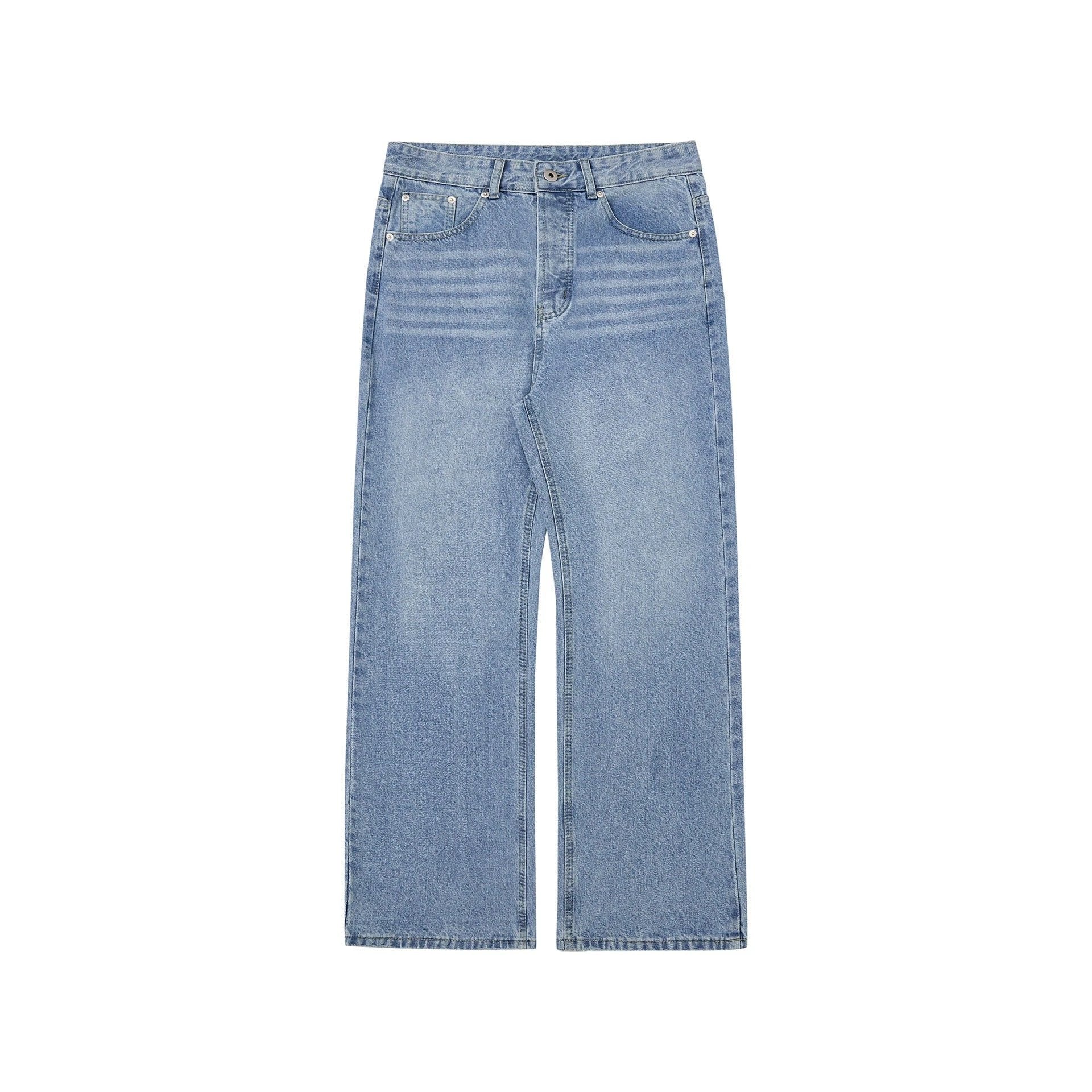 Men's Washed Distressed A- Line Loose Straight Jeans
