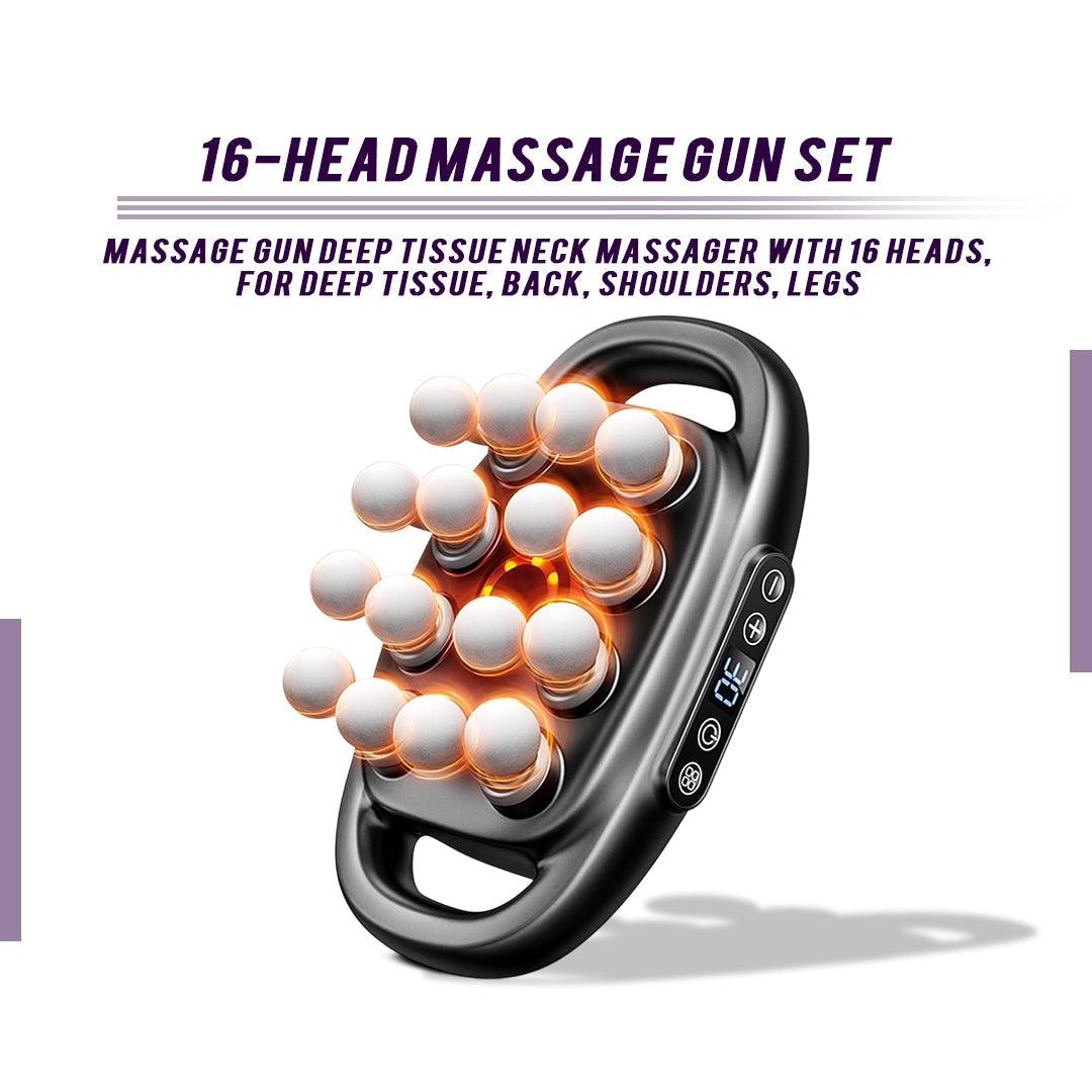16-Head Muscle Massage Gun Deep Tissue Percussion Massager for Muscle Relaxation & Recovery