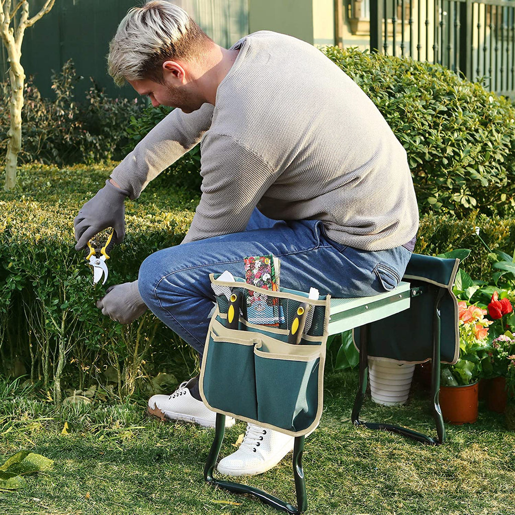 Folding Garden Kneeler , Folding Bench Stool with Kneeling Pad for Gardening