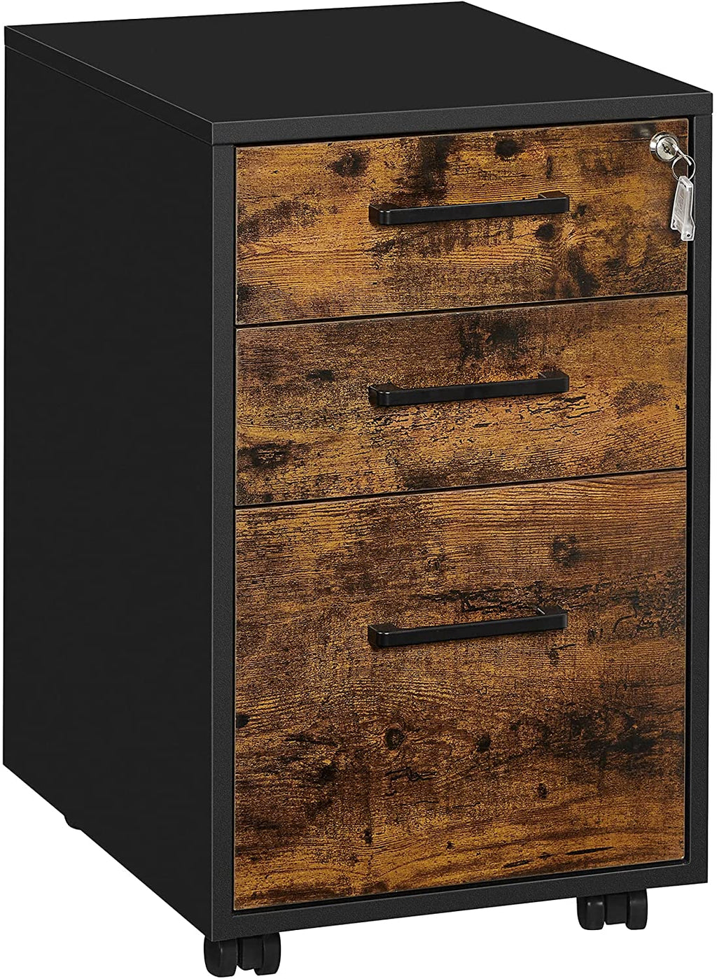 Mobile File Cabinet, Office Filing Cabinet with Wheels and Lock for A4