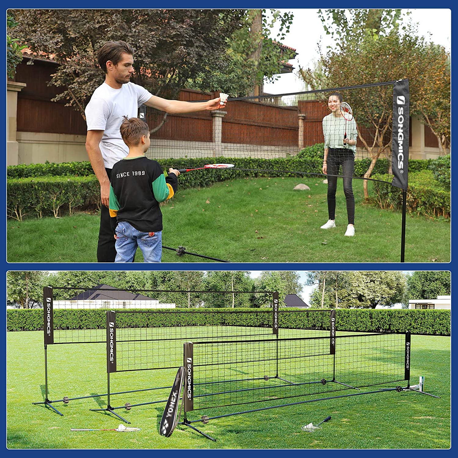 Badminton Net Set, Portable Sports Set for Badminton, Tennis, Kids Volleyball, Pickleball