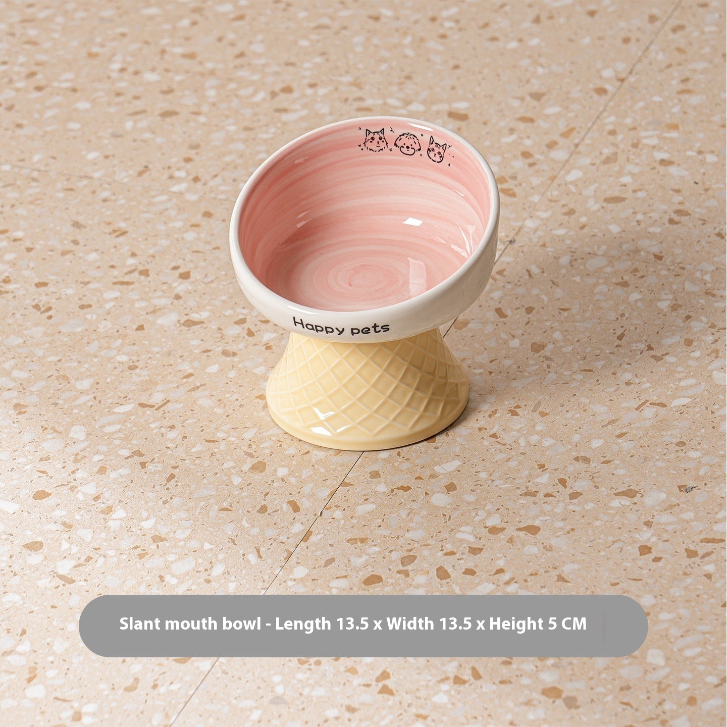 Ceramic High Foot Cat Bowl Neck Protection Not Easy To Knock Over Snack Dish Drinking Water