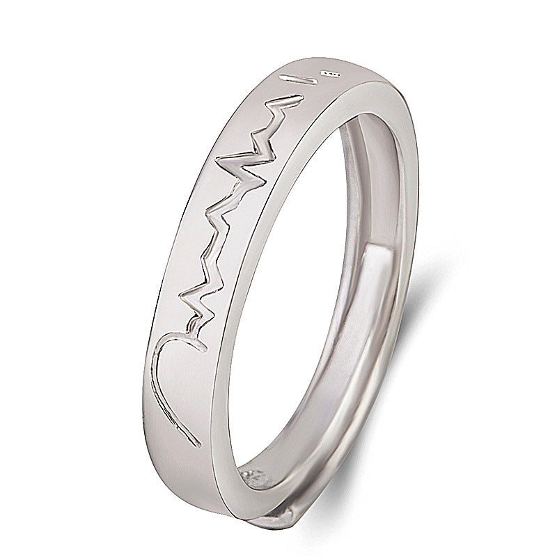 New Product Love Electrocardiogram Ring Love Ripple Ring Simple Japanese And Korean Style For Your Heartbeat Ring Douyin Same Style