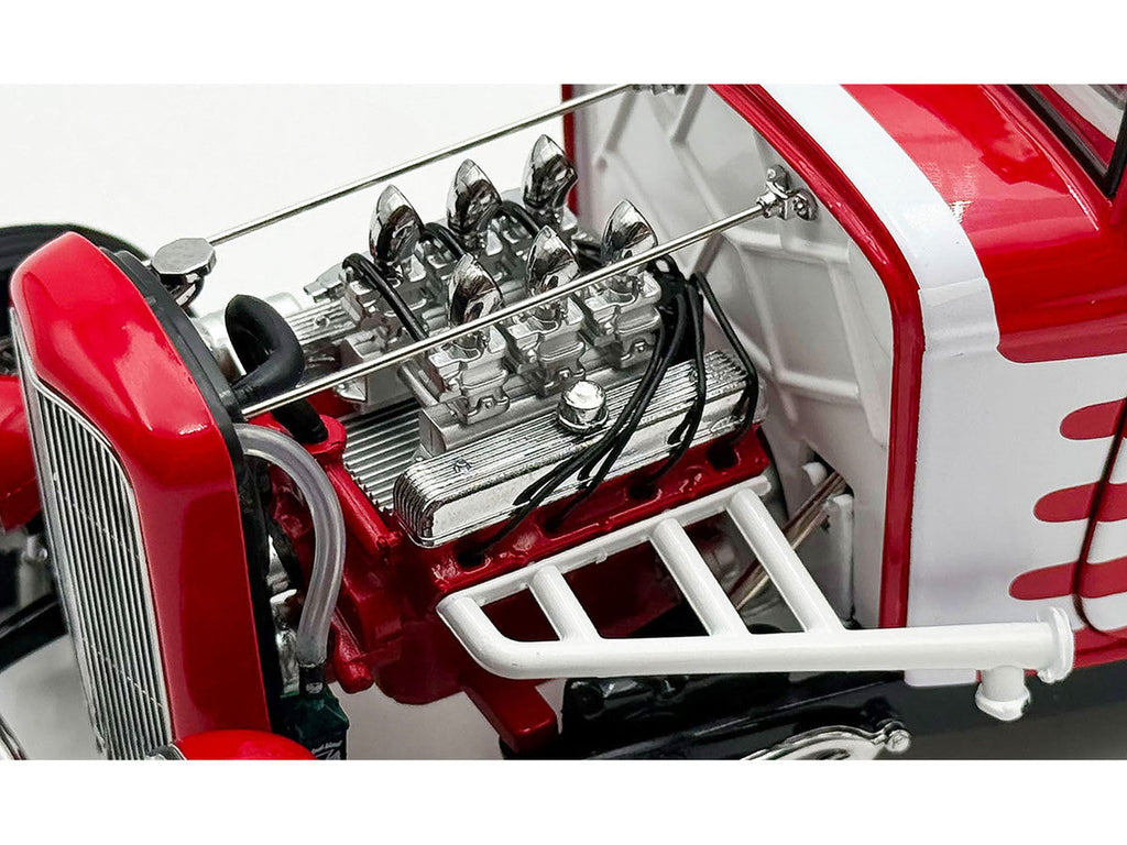 1932 Ford 3 Window Coupe "Peppermint Twist" Red with White Graphics Limited Edition to 372 pieces Worldwide 1/18 Diecast Model Car by ACME