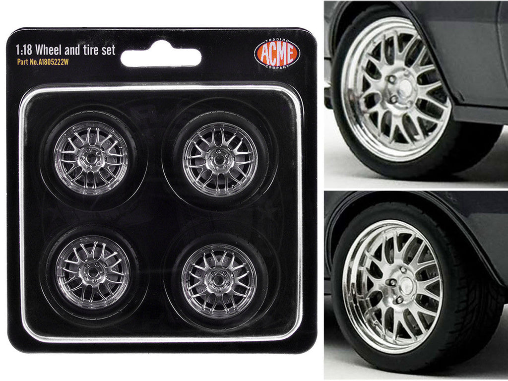 Street Fighter 18" Wheel and Tire Set of 4 pieces from "1968 Pontiac Firebird Street Fighter" for 1/18 Scale Models by ACME