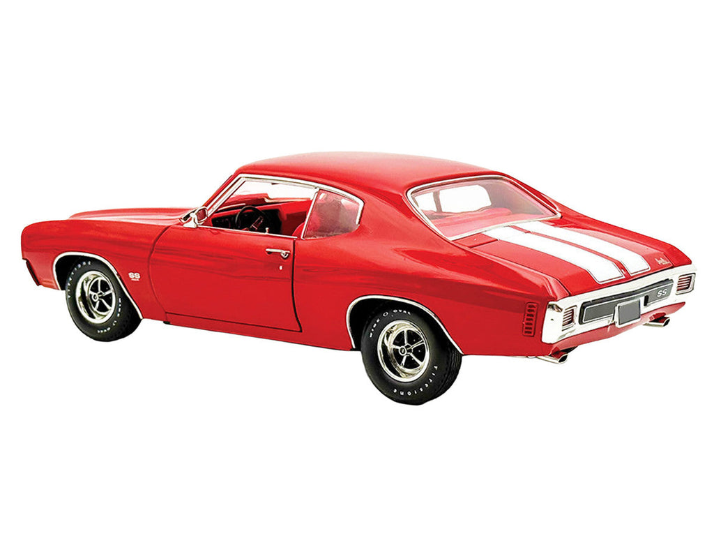 1970 Chevrolet Chevelle SS 454 LS6 Cranberry Red with White Stripes and Red Interior Limited Edition to 454 pieces Worldwide 1/18 Diecast Model Car by ACME