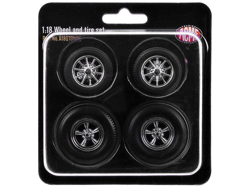 "Drag" Wheel and Tire Set of 4 pieces from "1957 Chevrolet 150 Gasser 'High Roller'" for 1/18 Scale Models by ACME