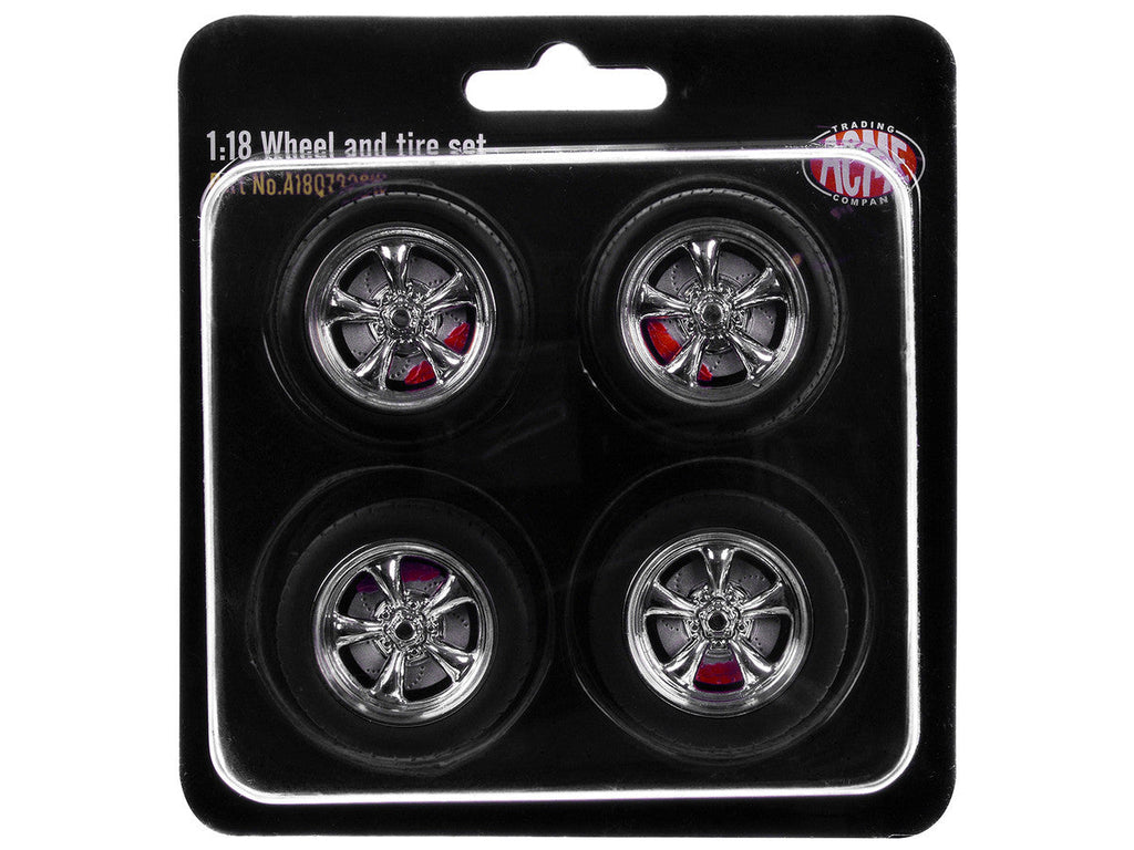"Torque Thrust" Wheel and Tire Set of 4 pieces from "1967 Chevrolet C-10 Custom Pickup Truck" for 1/18 Scale Models by ACME