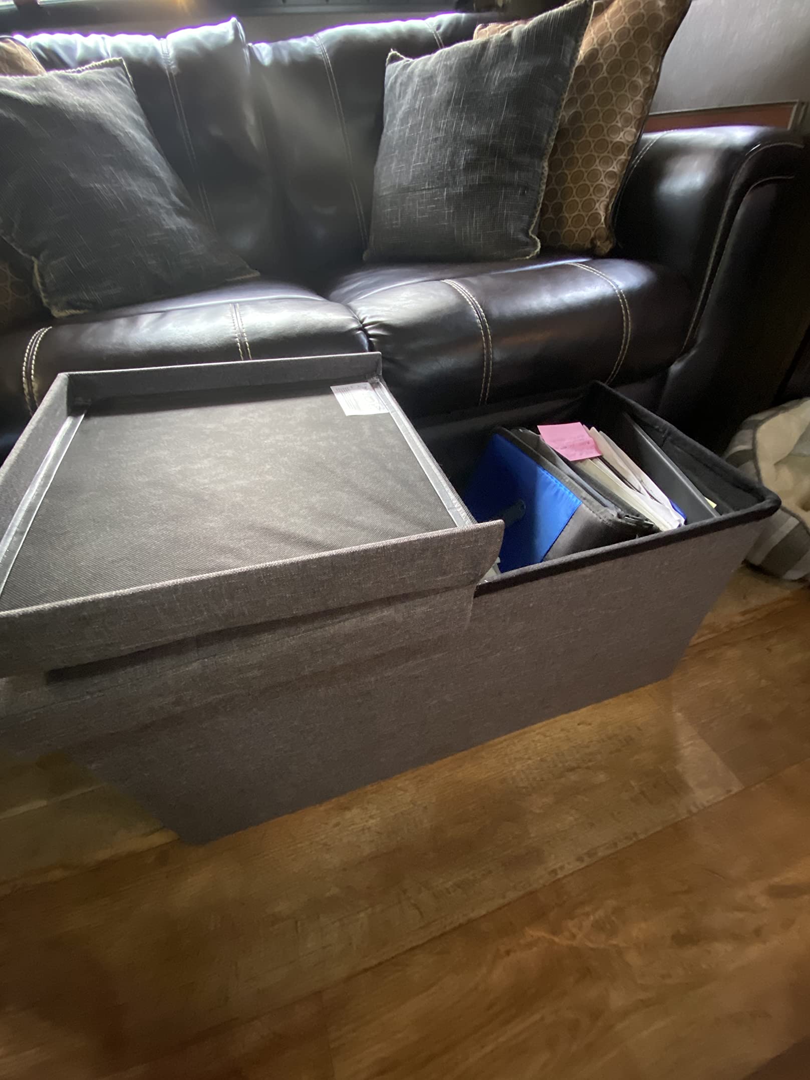 Folding Ottoman, Storage Bench with Flip-up Lid, 21.1 Gal Capacity, Padded Seat, 29.9 x 15 x 15 Inches