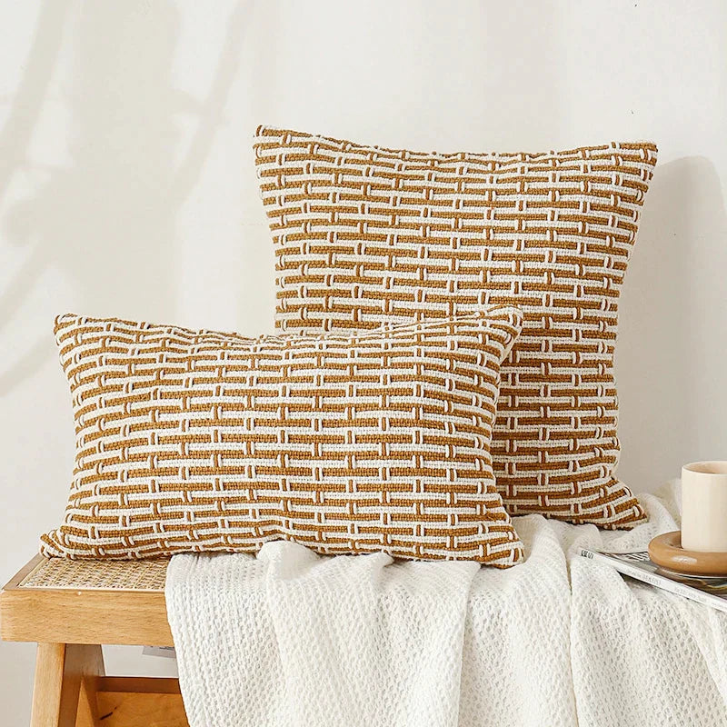 DecorBites™ Cotton Woven Texture Cushion Cover for Home Sofa Bed Living Room