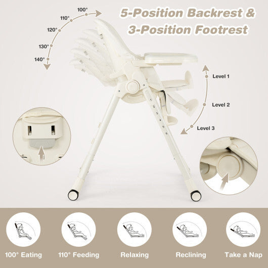 4-in-1 Baby High Chair with 6 Adjustable Heights-Gray