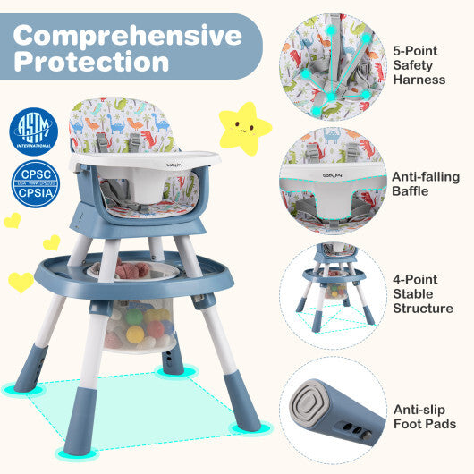 16-in-1 Baby High Chair with Activity Center and Booster Seat for Babies and Toddlers-Celadon - Color: Green