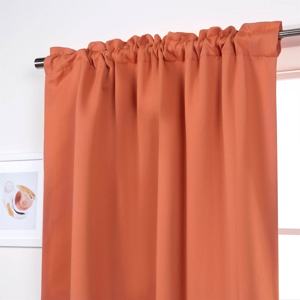 52 x 84 inch Solid Orange Apricot Thermal Blackout Curtain Panels - Set of 2